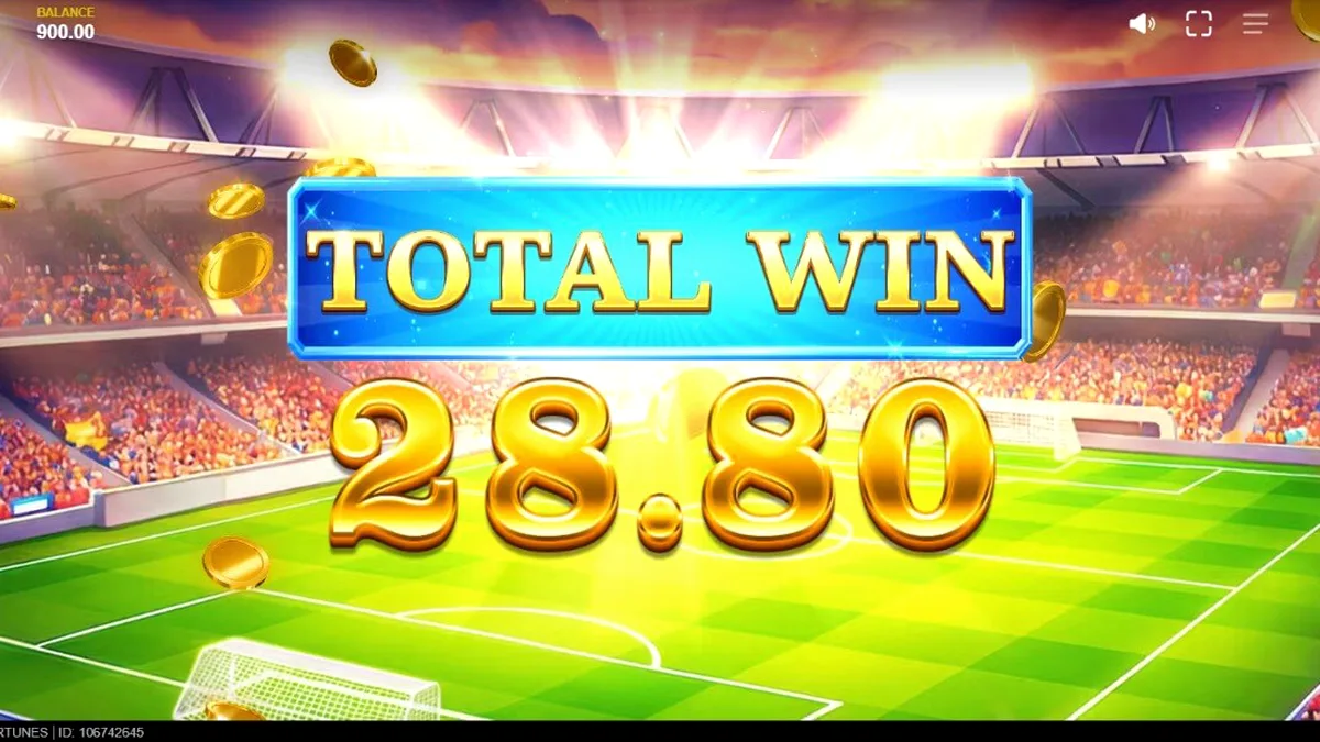 Tela de jogo do slot World Football Fortunes com temática de estádio de futebol